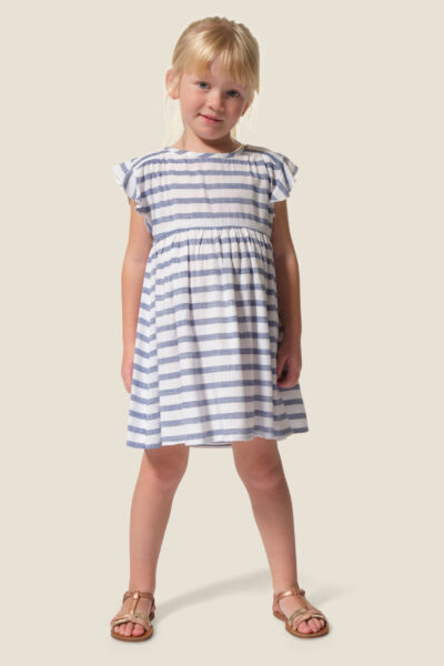 Girl's dress with striped ruffle sleeves Lapaze