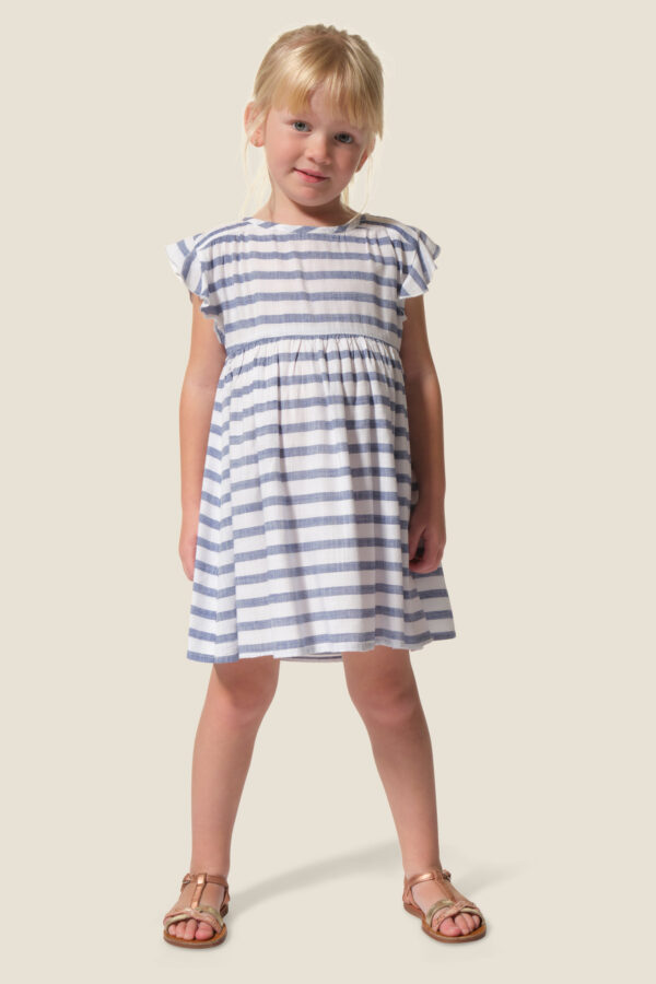 Girl's dress with striped ruffle sleeves Lapaze