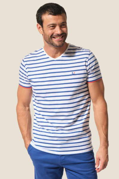 Tee-shirt rayé col V manches courtes Lotso