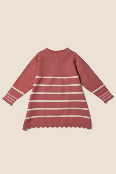 Robe bébé fille en maille, rayures et boutons, Ghada