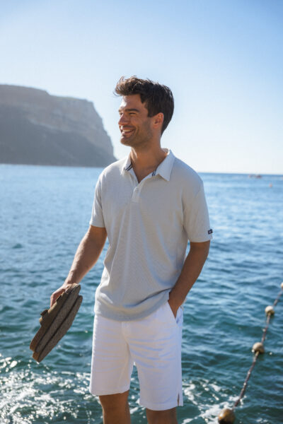 Polo homme manches courtes en maille côtelée Rango