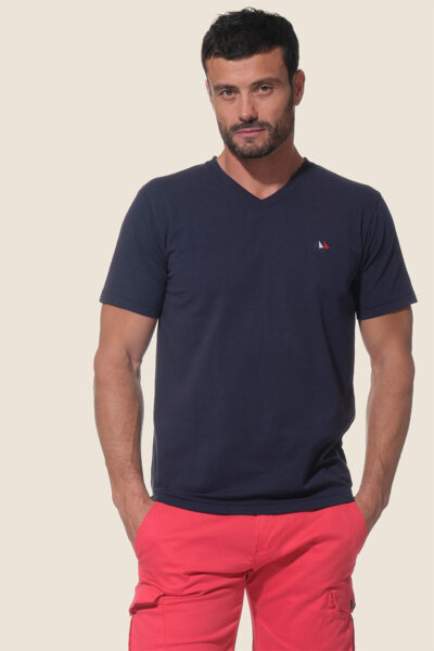Tee-shirt uni col V homme Hublot Mode Marine
