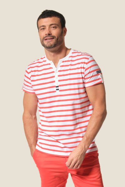 Tee-shirt rayé pour homme Pepito col tunisien Hublot Mode Marine