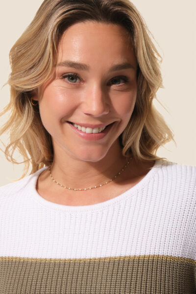 Pull femme rayé lurex col rond Sylvie Hublot Mode Marine