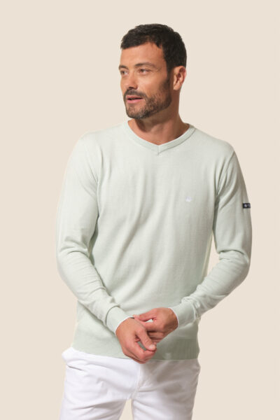Pull homme en maille uni col V Watson Hublot Mode Marine
