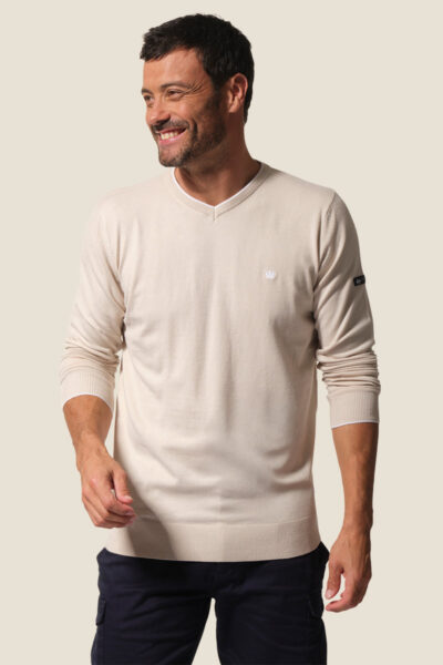 Pull homme col V en maille fine Watson