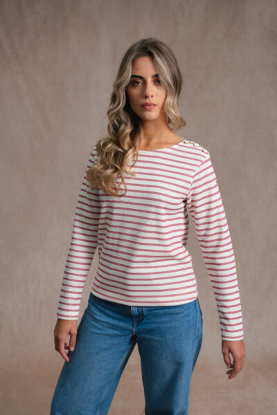 Marinière manches longues à col rond et fil métallisé, Lolly