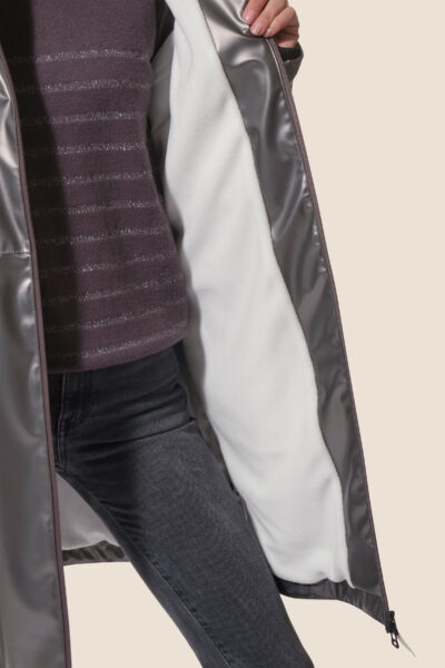 Ciré femme long métallisé zippé à capuche, doublé polaire, Libona