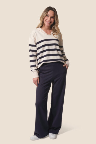 Pantalon femme à boutons avec jambe large Edwina