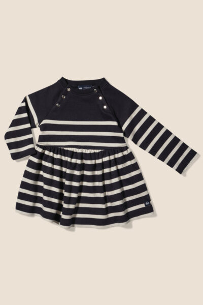 Ensemble bébé fille avec tee-shirt manches longues et robe à rayures Rose