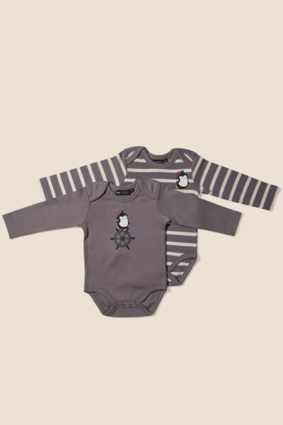 Lot de deux bodies bébé mixte à manches longues avec animation Youyou