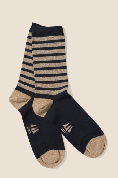 Chaussettes femme rayées métallisées