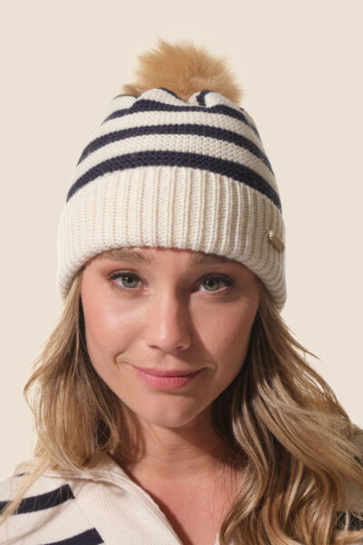 Bonnet rayé avec pompon Diaz