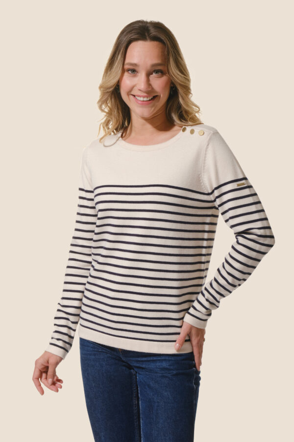 Pull Marinière femme VISCOSE patte épaule Gabrielle