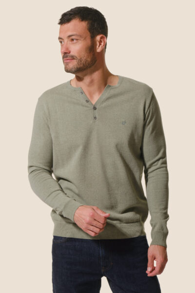 Pull homme en maille col tunisien Owen