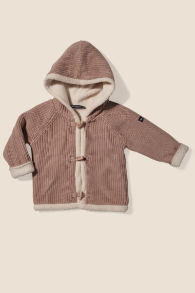Veste bébé mixte doublée sherpa, fermeture par buchettes bois, Baboline