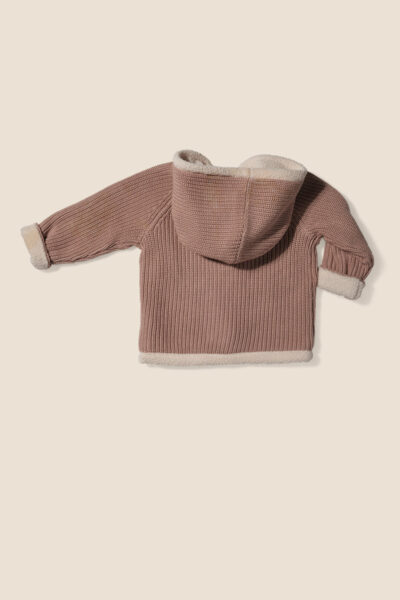 Veste bébé mixte doublée sherpa, fermeture par buchettes bois, Baboline
