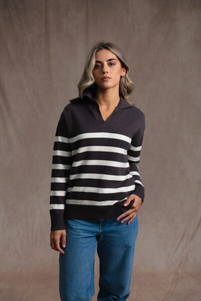 Pull femme en maille col vareuse Laurene