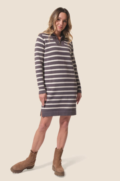 Robe pull femme à rayures, col camionneur Jessy