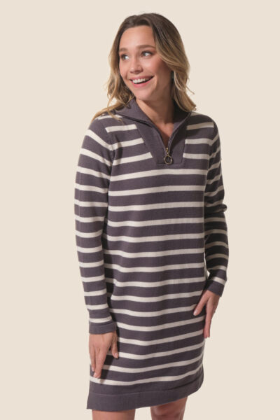 Robe pull femme à rayures, col camionneur Jessy