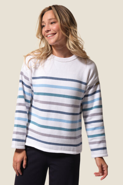Pull femme rayé coupe légèrement évasée sur le bas Heloise