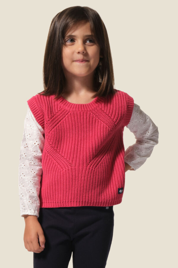 Pull fille col rond rond Garance