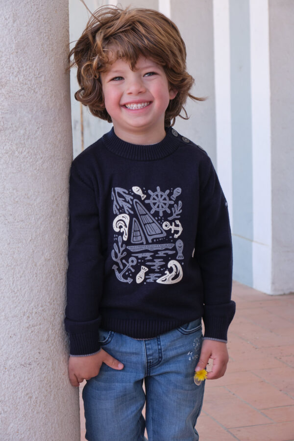 Pull garçon col rond avec animation Onyx