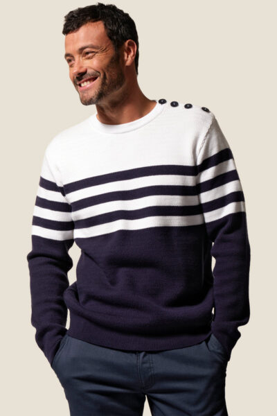 Pull homme rayé col rond Kais