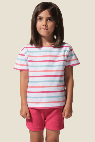 Marinière enfant mixte tricolore manches courtes Mida