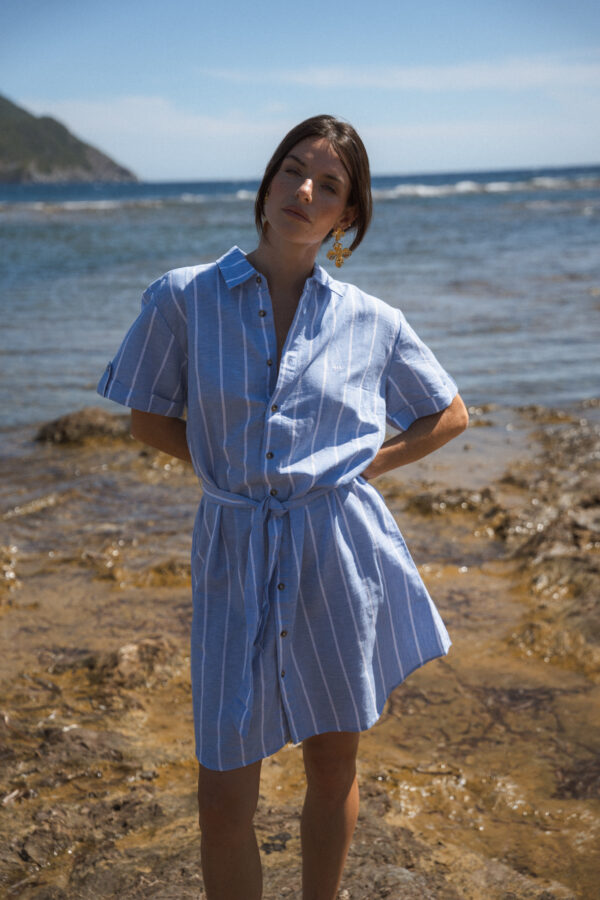 Robe chemise courte femme COTON/LIN Antona